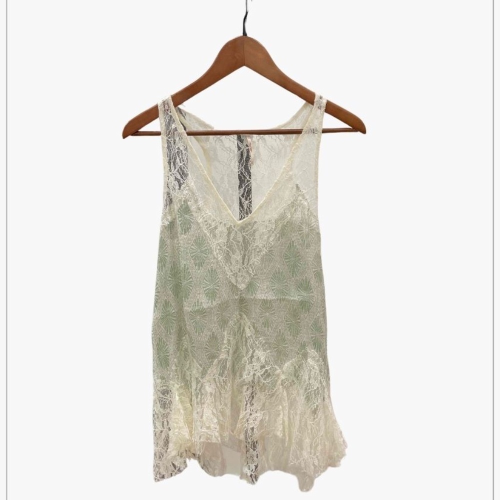 Free People Intimately Sheer Lace Top | Sz S